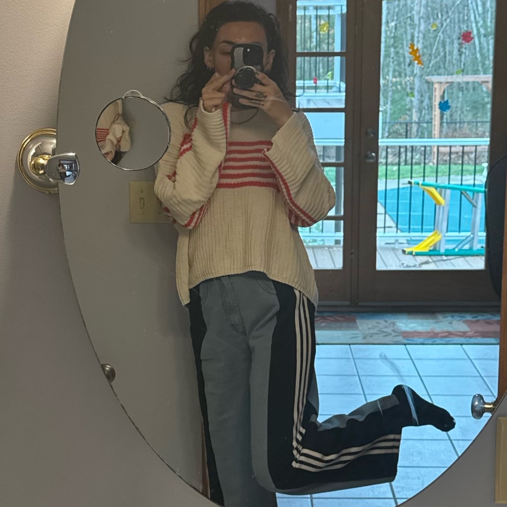 Half Jean Half Track Sweat Pants Patchwork - image 5